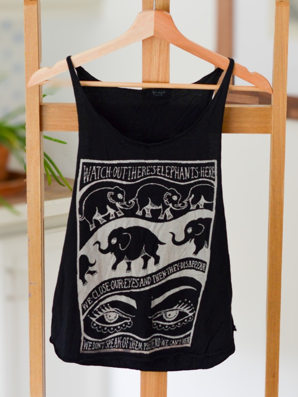 ohn Galt Brandy Melville Elephant Graphic Muscle Tank Top Cut Off